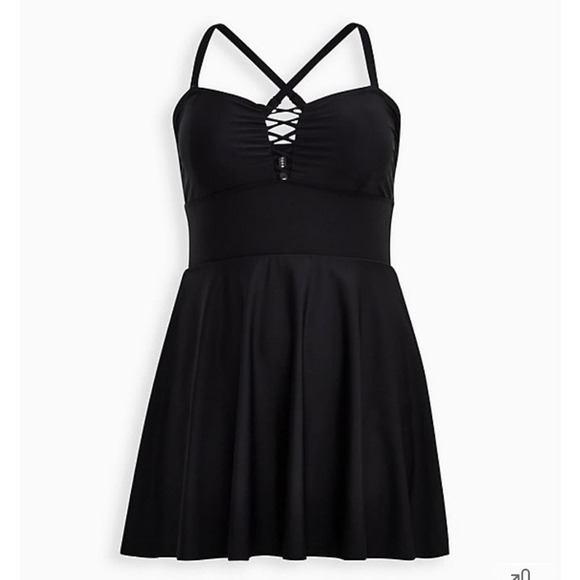 New! Torrid sz 3 Lattice Peplum Swim Bathing Suit Dress 3X - Picture 1 of 4